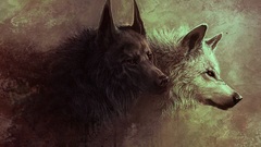 wolf digital art fantasy art artwork Animals Mammals red eyes