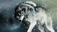 wolf snow artwork Animals Mammals winter