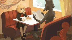 Wolves anime girls artwork character illustration