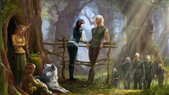 Wolves elves fantasy art