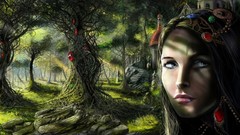 Woman 3d forests artwork fantasy art