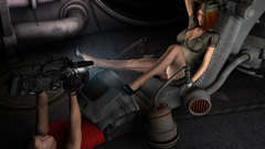 Woman 3D view military