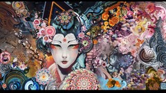 Woman abstract artwork faces