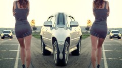 Woman abstract ass cars