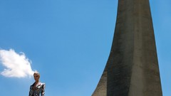 Woman abstract blondes pumps high heels