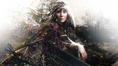 Woman abstract brunettes forests George Smith endeffect 