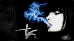 Woman abstract colors faces smoking selective coloring