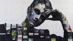 Woman abstract disk diskette artwork floppy disks