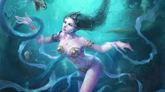 Woman abstract Dragons artwork fantasy art