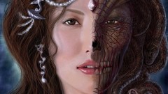 Woman abstract faces 3d angels demons artwork fantasy art