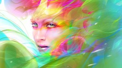 Woman abstract faces multicolor artwork
