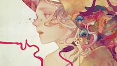 Woman abstract Flowers Ribbons