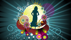 Woman abstract Flowers silhouettes