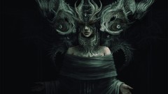 Woman abstract masks inside artwork