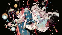 Woman abstract white hair kimono