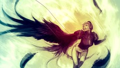 Woman abstract wings headphones feathers artwork fantasy art