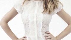 Woman Actress blondes blue eyes white dress red lipstick lea 