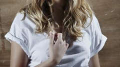 Woman Actress blondes blue eyes white dress red lipstick lea 