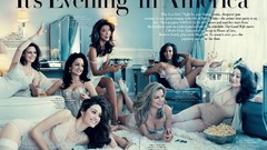 Woman Actress blondes popcorn brunettes lying down emmy rossum 