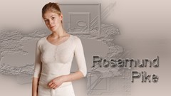 Woman Actress blondes Rosamund Pike nipples through clothing
