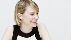 Woman Actress blondes smiling mia wasikowska Simple Background