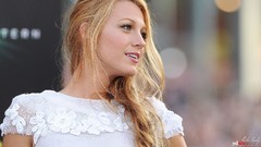 Woman Actress blondes white dress blake lively looking away