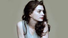 Woman Actress brunettes anne hathaway Simple Background