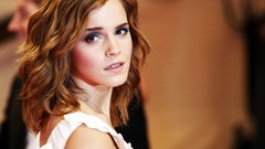Woman Actress brunettes white dress emma watson