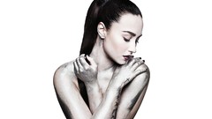 Woman Actress demi lovato tattoos singers photo shoot grayscale