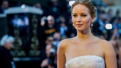 Woman Actress green eyes white dress bare shoulders jennifer 