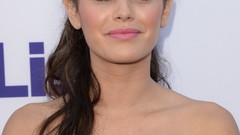 Woman Actress long hair rachel bilson blue dress high heels