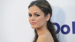 Woman Actress long hair rachel bilson blue dress high heels