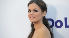 Woman Actress long hair rachel bilson blue dress high heels