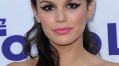 Woman Actress long hair rachel bilson blue dress high heels