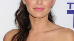 Woman Actress long hair rachel bilson blue dress high heels