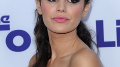 Woman Actress long hair rachel bilson blue dress high heels