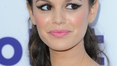 Woman Actress long hair rachel bilson blue dress high heels