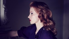 Woman Actress shirts red lipstick redheads jessica chastain