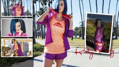 Woman Adidas katy perry blue hair