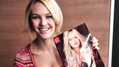 Woman advertisement blondes smiling magazines candice swanepoel