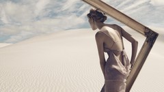 Woman advertisement outdoors blondes lingerie models underwear 