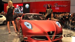 Woman Alfa Romeo concept art red cars