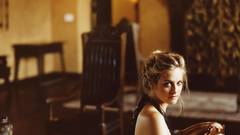 Woman Alicia Silverstone Actress blondes black dress naked back