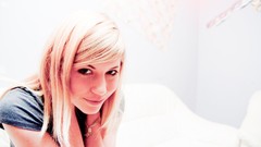 Woman Amelie blondes bracelets long hair dark eyes complex 