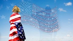 Woman American Eagles Flags