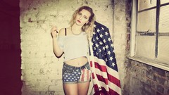 Woman American Flag blondes photo filters