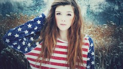 Woman American Flag blue eyes models