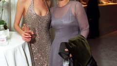 Woman Angelina Jolie Gillian Anderson drinks Actress smiling 