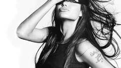 Woman Angelina Jolie grayscale