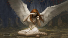 Woman angels forests redheads magic: the gathering artwork
